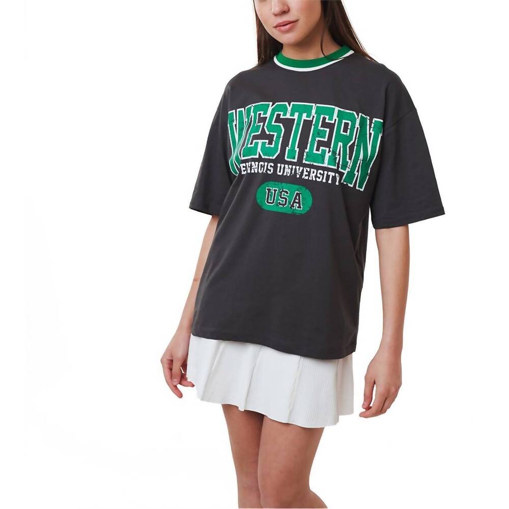NEW AMBAR western logo relaxed fit t-shirt in antracite